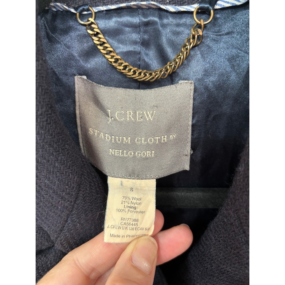 J.Crew Stadium Cloth Nello Gori Wool Peacoat Navy Blue 8 - Picture 2 of 10